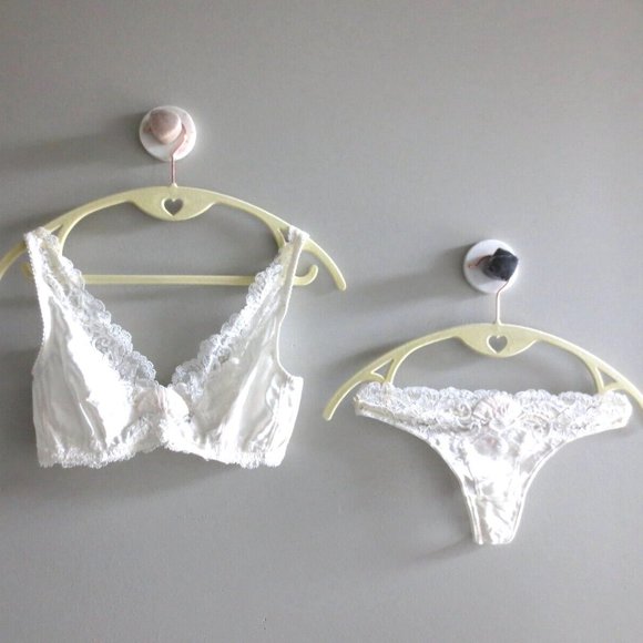 NEW EVE'S TEMPTATION SILK UNLINED FLORAL LACE BRA/PANTIES 2PC SET - Picture 11 of 16